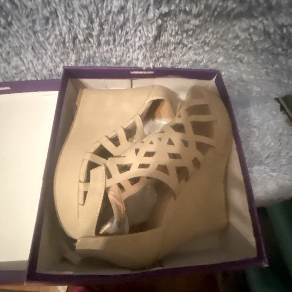 Tan wedge sandals